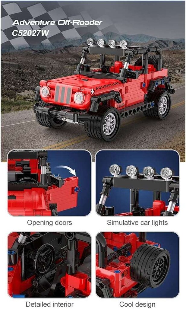 Blocks Adventure Off-Roader Pull-back Terrain Sõiduk Cada C52027W 317 tk. hind ja info | Klotsid ja konstruktorid | kaup24.ee