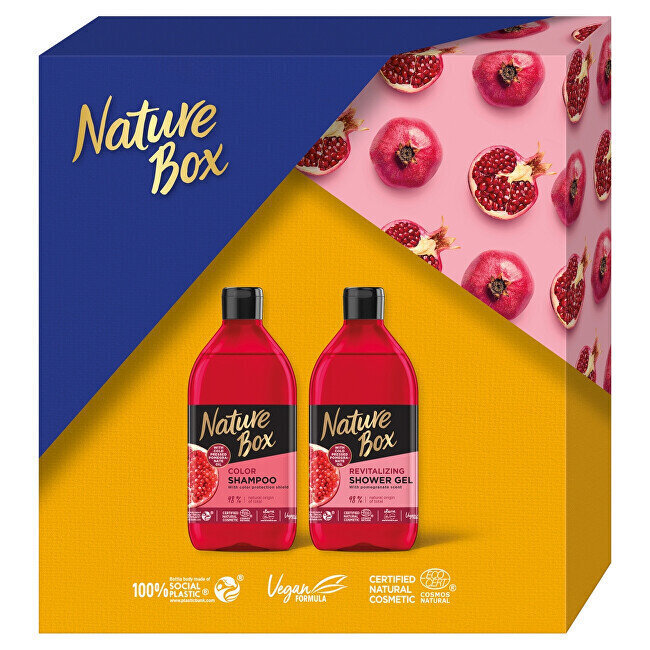 Komplekt Nature Box Pomegranate: šampoon värvitud juustele, 385 ml + granaatõuna lõhnaga dušigeel, 385 ml hind ja info | Šampoonid | kaup24.ee