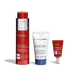 Näohoolduskomplekt Clarins Men meestele: energiat andev geel 50 ml + näopesu 30 ml + energiat andev silmageel 3 ml цена и информация | Кремы для лица | kaup24.ee