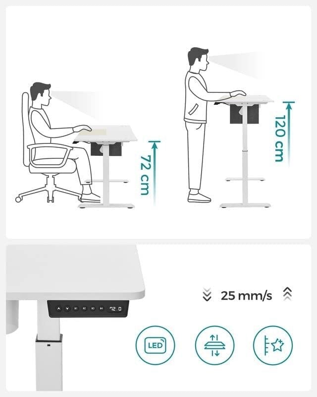 "Songmics elektriliselt reguleeritava kõrgusega laud, valge hind ja info | Arvutilauad, kirjutuslauad | kaup24.ee