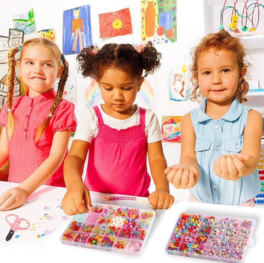 Laste arendav komplekt loominguks akrüülhelmesest kaunistuste valmistamiseks DIY 24 liiki hind ja info | Arendavad mänguasjad | kaup24.ee