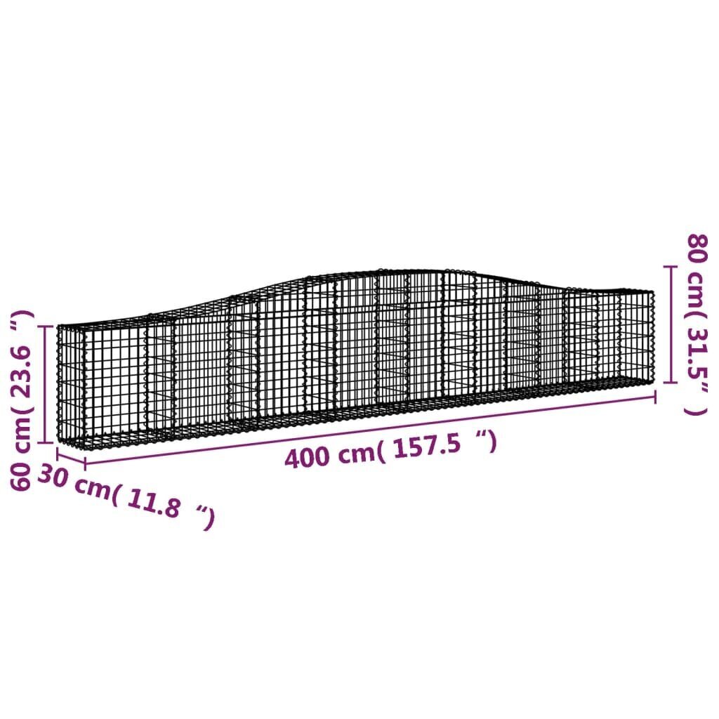 vidaXL kaarekujulised gabioonkorvid 10 tk, 400x30x60/80 cm, raud цена и информация | Aiad ja tarvikud | kaup24.ee