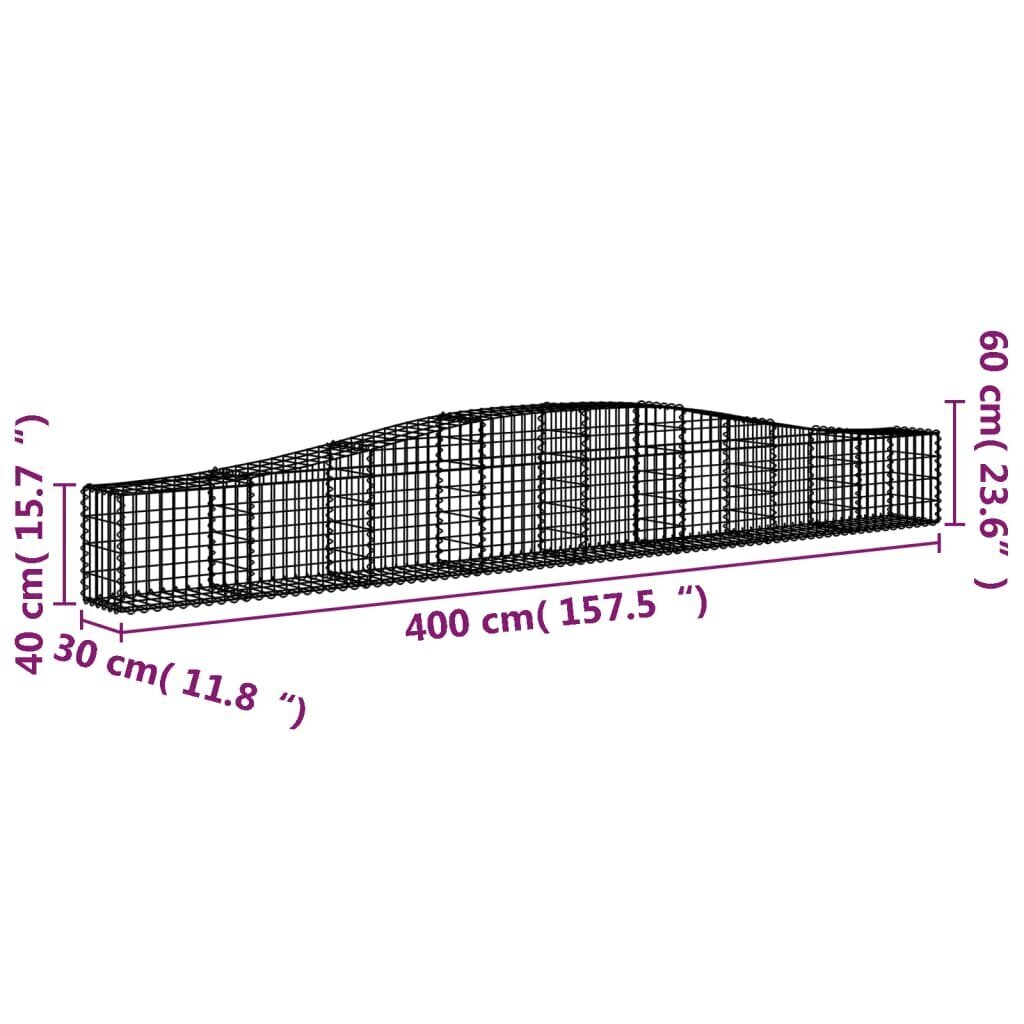 vidaXL kaarekujulised gabioonkorvid 9 tk, 400x30x40/60 cm, raud hind ja info | Aiad ja tarvikud | kaup24.ee