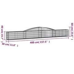 vidaXL kaarekujuline gabioonkorv, 400x30x40/60 cm, tsingitud raud hind ja info | Aiad ja tarvikud | kaup24.ee