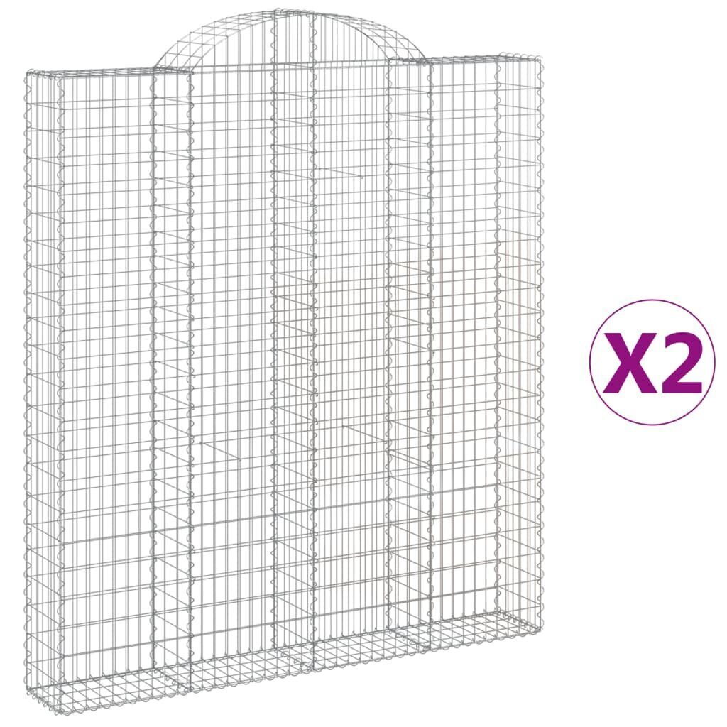 vidaXL kaarekujulised gabioonkorvid 2 tk, 200x30x220/240 cm, raud hind ja info | Aiad ja tarvikud | kaup24.ee