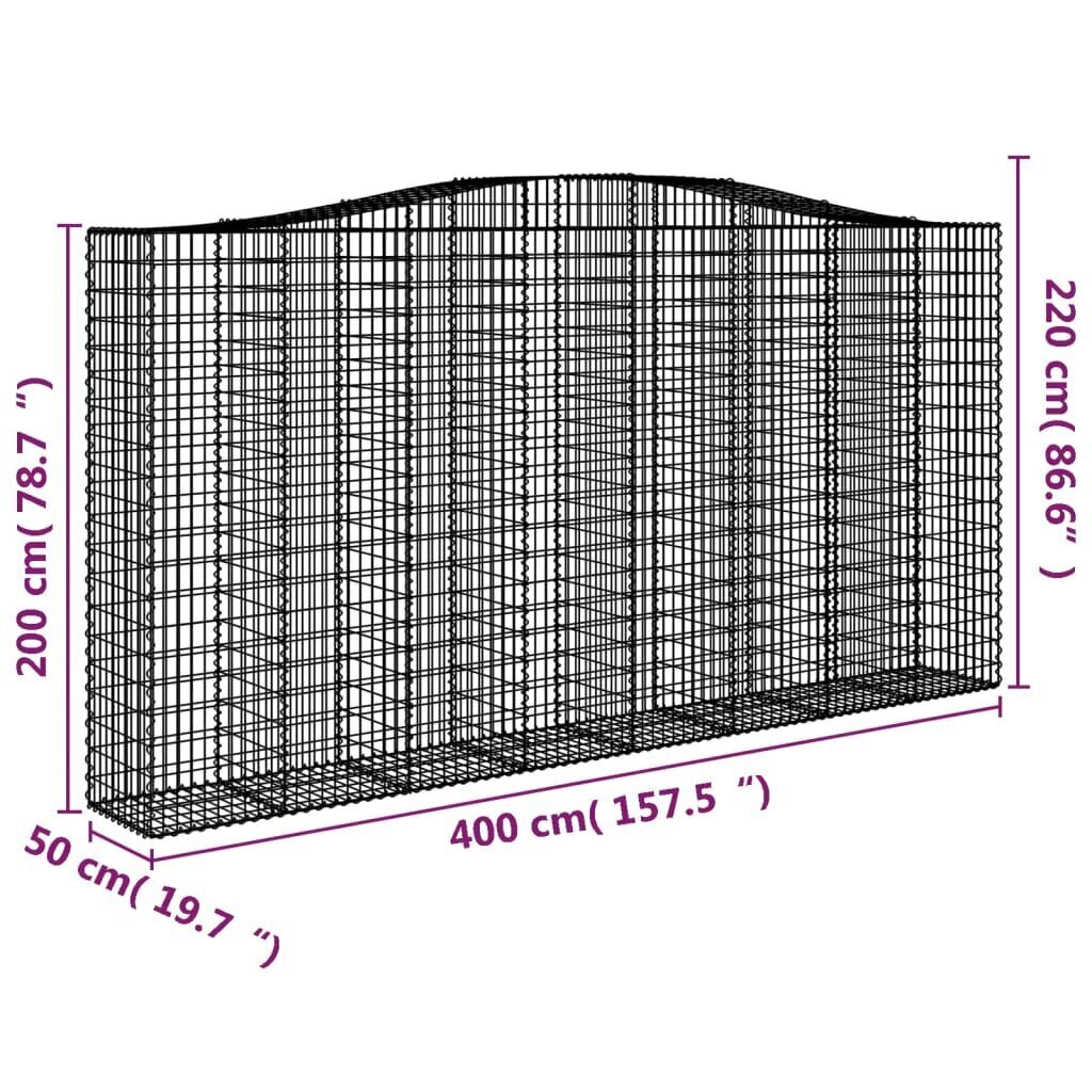 vidaXL kaarekujulised gabioonkorvid 3 tk, 400 x 50 x 200/220 cm, raud цена и информация | Aiad ja tarvikud | kaup24.ee