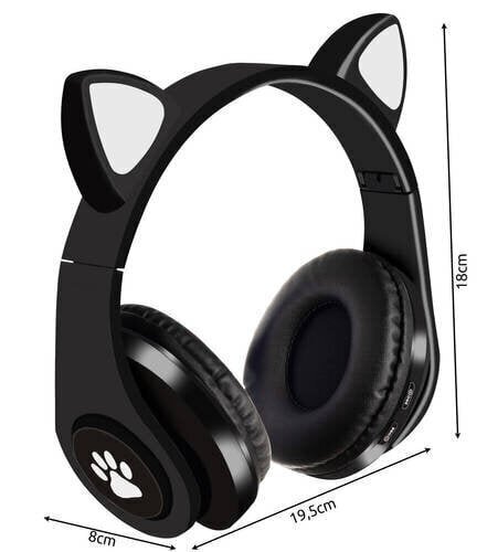 Juhtmeta kõrvaklapid kassikõrvadega, mustad hind ja info | Kõrvaklapid | kaup24.ee