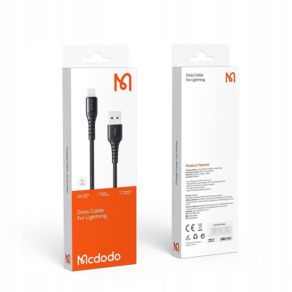 Kaabel iPhone'ile, QC 4.0, 20cm, Mcdodo hind ja info | Mobiiltelefonide kaablid | kaup24.ee