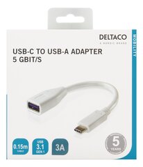 Адаптер Deltaco USBC-1205 USB 3.1 C-A Gen 1 цена и информация | Адаптеры и USB-hub | kaup24.ee