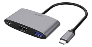 Adapter Deltaco USBC-HDMI22 USB-C/HDMI/USB A hind ja info | USB jagajad, adapterid | kaup24.ee
