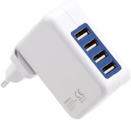 Зарядное устройство Omega 4xUSB EU + кабель, белый (42672) цена и информация | omega Мобильные телефоны, Фото и Видео | kaup24.ee