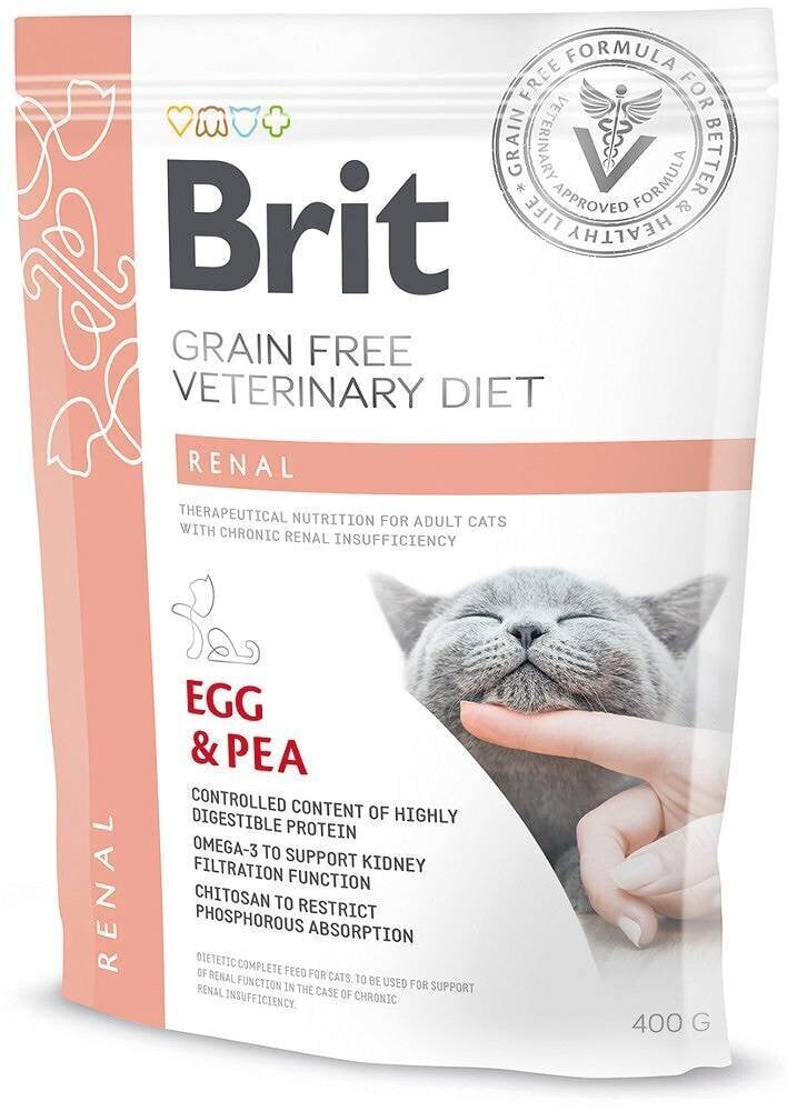 Brit GF Veterinary Diets täiskasvanud kassidele koos munade ja hernestega Renal, 0.4 kg цена и информация | Kuivtoit kassidele | kaup24.ee