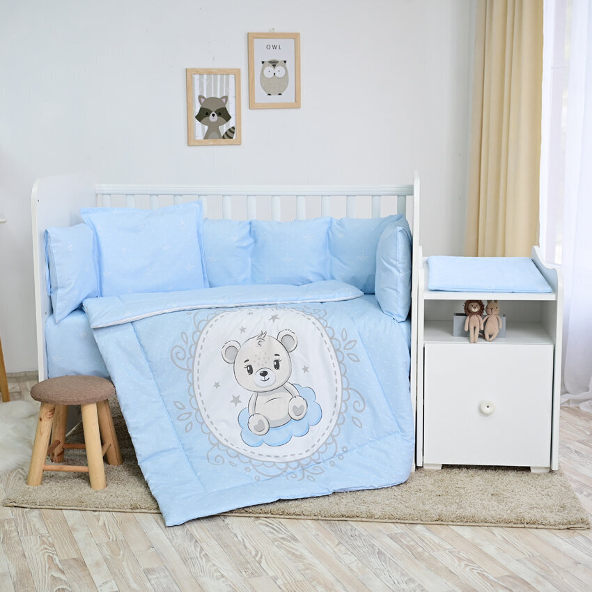 Beebi voodipesukomplekt Lorelli Trend Little Bear Blue, 70x110, 5-osaline hind ja info | Beebide ja laste voodipesu | kaup24.ee
