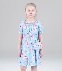 Laste kleit ja õlakott 232458 01, helesinine/roosa 232458*01-014 hind ja info | Tüdrukute kleidid | kaup24.ee