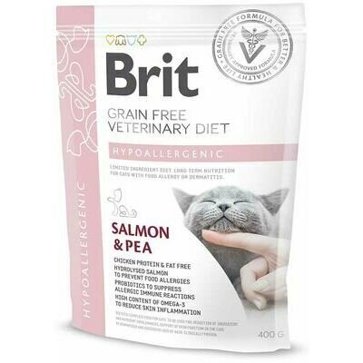 Kuivtoit Brit GF Veterinary Diets täiskasvanud kassidele lõhe ja hernestega Hypoallergenic, 0,4 kg hind ja info | Kuivtoit kassidele | kaup24.ee