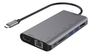 Jaotur Deltaco USBC-HDMI19 USB-C/HDMI/DisplayPort/USB/RJ45/SD цена и информация | Адаптеры и USB-hub | kaup24.ee