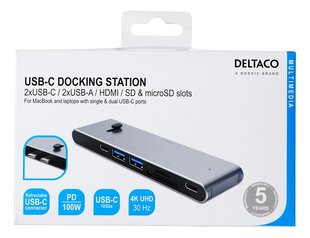 Jaotur Deltaco USBC-HDMI21, HDMI/DisplayPort/USB-A/USB-C hind ja info | USB jagajad, adapterid | kaup24.ee