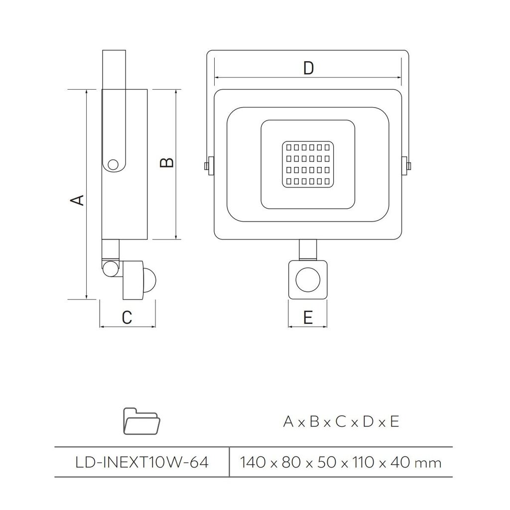 GTV LED 10W väliprožektor iNEXT liikumisanduriga IP65, must - LD-INEXT10W-64 hind ja info | Taskulambid, prožektorid | kaup24.ee