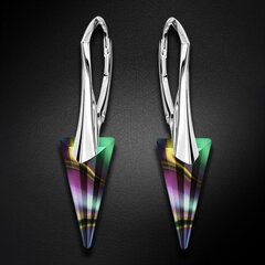 Hõbedast kõrvarõngad "Spike II (Rainbow Dark)" Swarovski™ kristallidega DS02A534 цена и информация | Серьги | kaup24.ee