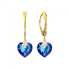 Naiste hõbedased kõrvarõngad Diamond Sky „Cute Valentine (Bermuda Blue)“ koos Swarovski kristallidega DS02A557 цена и информация | Серьги | kaup24.ee