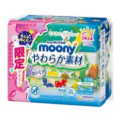 Jaapani niisked salvrätikud Moony, 3 x 76 tk hind ja info | Niisked salvrätikud | kaup24.ee