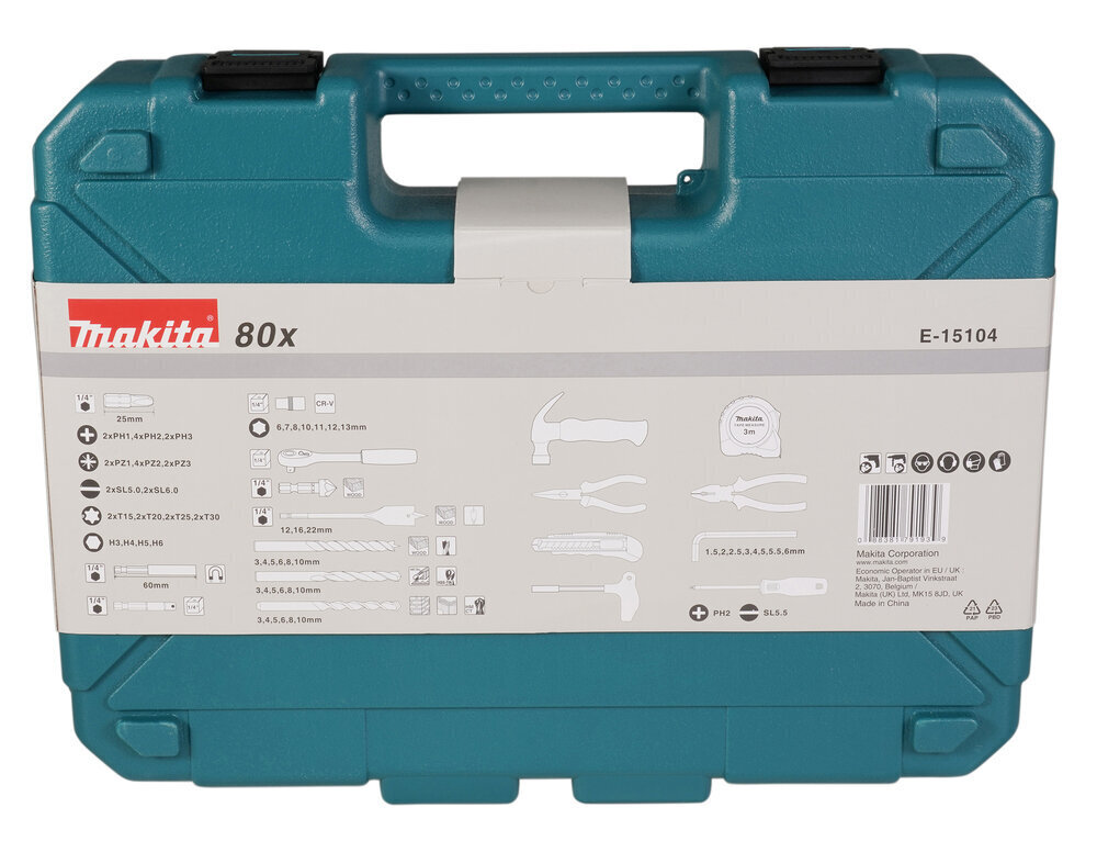 Tööriistakomplekt Makita E-15104, 80 tk. цена и информация | Käsitööriistad | kaup24.ee