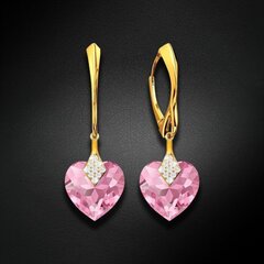 Naiste hõbedased kõrvarõngad Diamond Sky „Cute Valentine (Light Rose)“ koos Swarovski kristallidega DS02A562 hind ja info | Kõrvarõngad | kaup24.ee