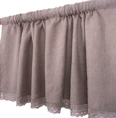 Натуральная льняная штора с кружевом Valance, 140x50см. цена и информация | Занавески | kaup24.ee