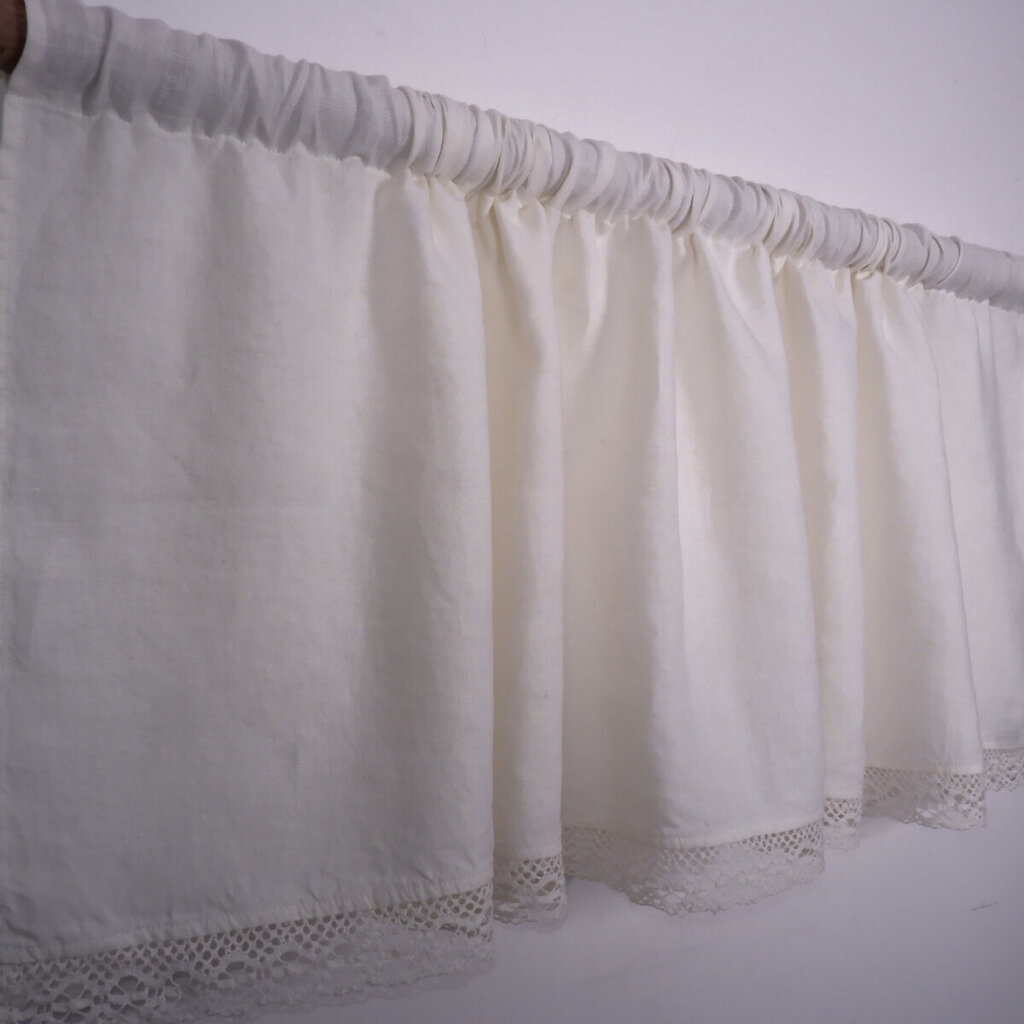 Looduslik linane kardin koos pitsiga Valance White, 140x70 cm hind ja info | Kardinad | kaup24.ee