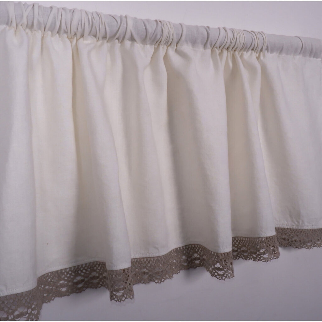 Looduslik linane kardin koos pitsiga Valance white, 140x70 cm цена и информация | Kardinad | kaup24.ee