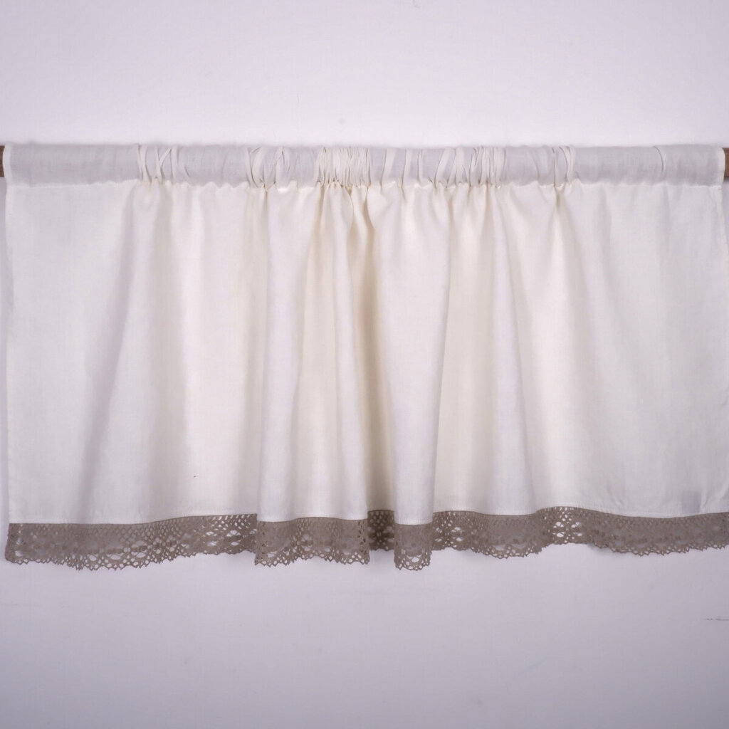 Looduslik linane kardin koos pitsiga Valance white, 140x70 cm цена и информация | Kardinad | kaup24.ee