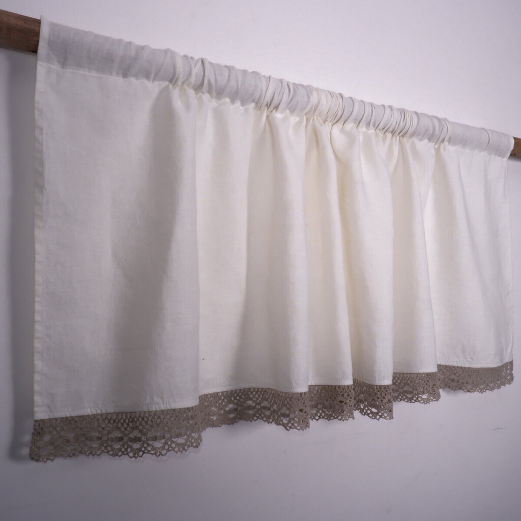 Looduslik linane kardin koos pitsiga Valance white, 140x90 cm цена и информация | Kardinad | kaup24.ee