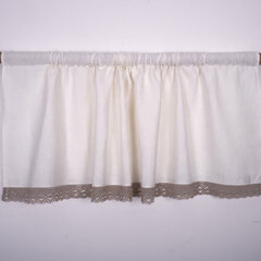 Натуральная льняная штора с кружевом Valance white, 140x110 см. цена и информация | Шторы, занавески | kaup24.ee