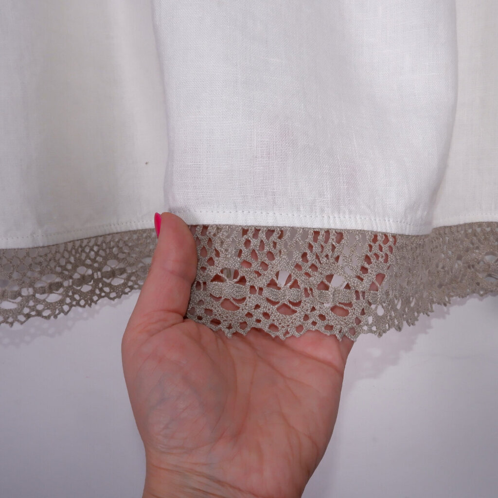 Looduslik linane kardin koos pitsiga Valance white, 140x110 cm hind ja info | Kardinad | kaup24.ee