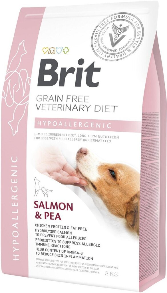Brit GF Veterinary Diets täiskasvanud koertele koos lõhe ja hernestega Hypoallergenic, 2 kg hind ja info | Kuivtoit koertele | kaup24.ee