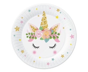 Одноразовые бумажные тарелки "Unicorn", 18 см. цена и информация | Праздничная одноразовая посуда | kaup24.ee