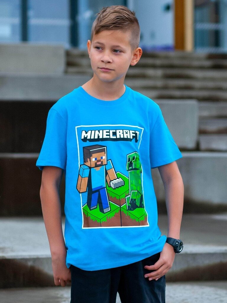 Laste T-särk Minecraft, sinine hind ja info | Poiste särgid | kaup24.ee