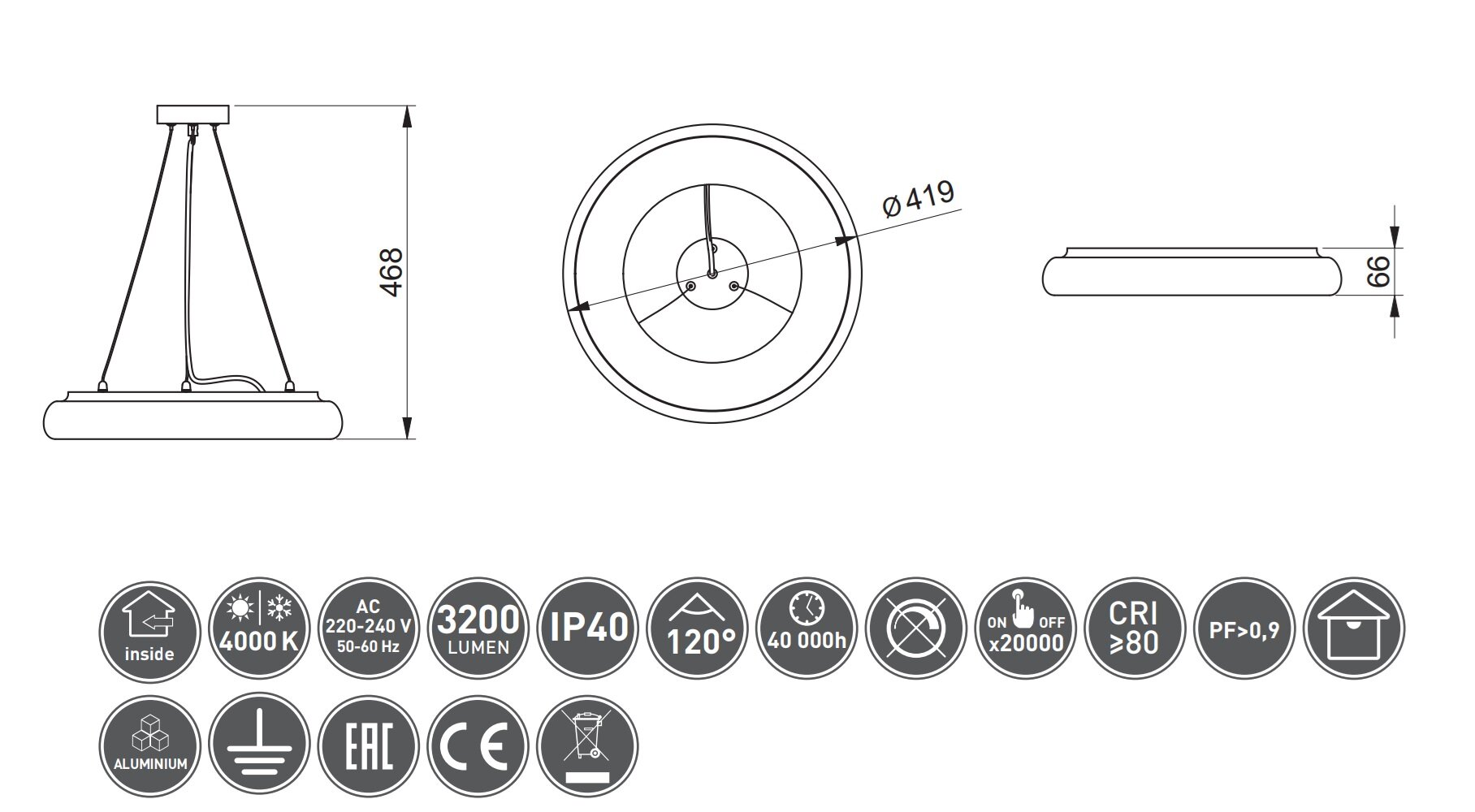 GTV LED rippvalgusti Leon hind ja info | Rippvalgustid | kaup24.ee