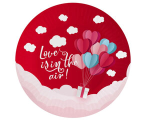 Ühekordsed papptaldrikud Love Is In The Air, 18 cm, punane цена и информация | Праздничная одноразовая посуда | kaup24.ee