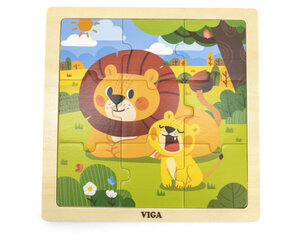 Развивающий пазл из дерева Viga лев, 9 элементов цена и информация | Игрушки для малышей | kaup24.ee
