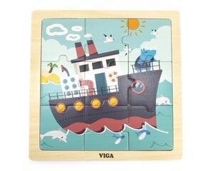 Lihtne pusle puidust Viga laev, 9 osa цена и информация | Игрушки для малышей | kaup24.ee