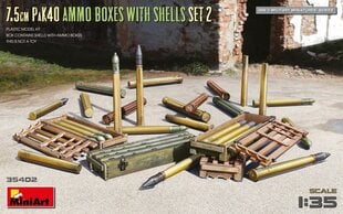 Liimitav mudel MiniArt 35402 7.5cm PaK40 Ammo Boxes with Shells Set 2 1/35 цена и информация | Склеиваемые модели | kaup24.ee