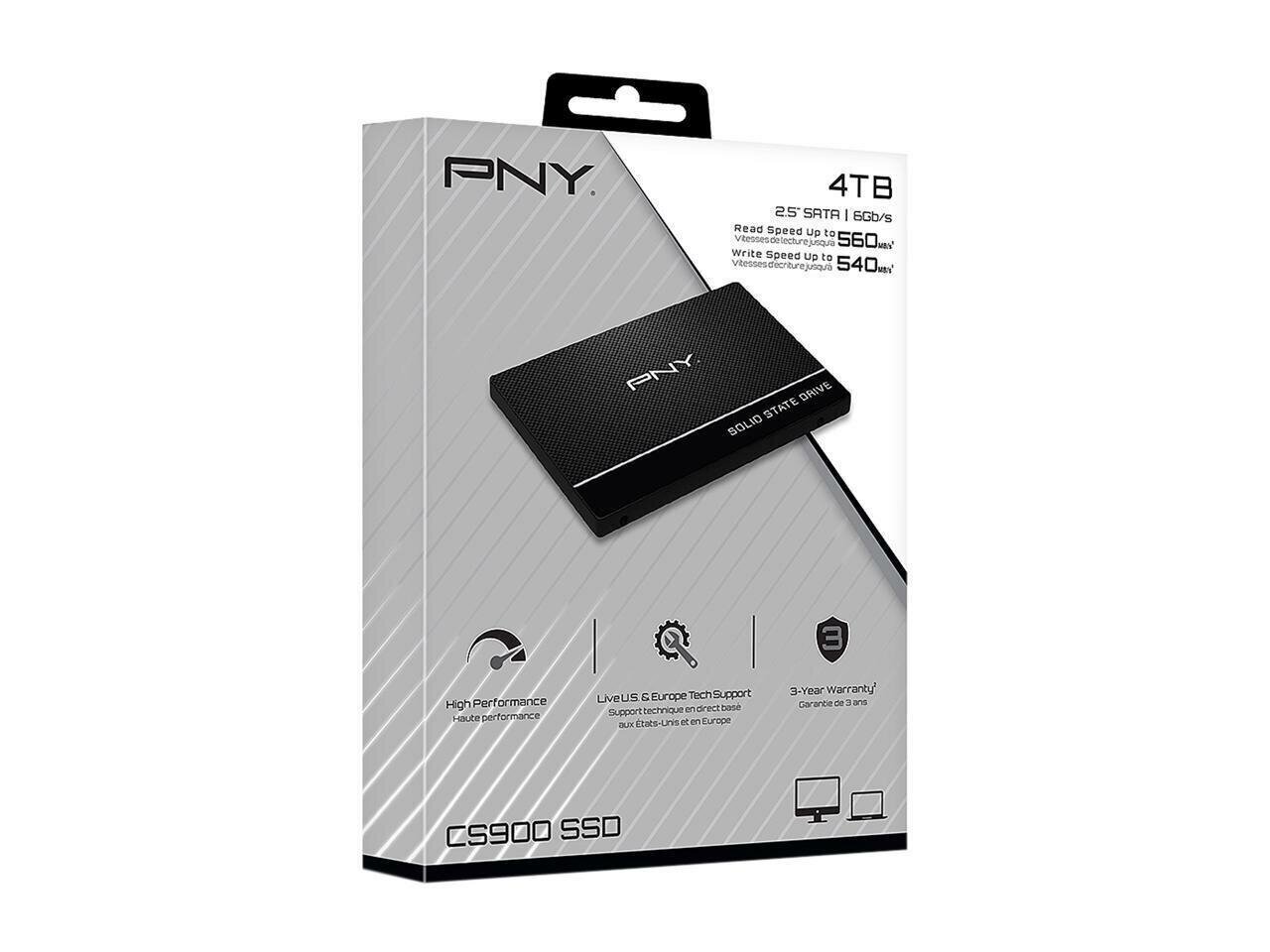 PNY CS900 4TB 2.5" (SSD7CS900-4TB-RB) hind ja info | Sisemised kõvakettad (HDD, SSD, Hybrid) | kaup24.ee