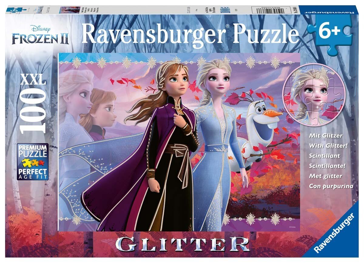 Ravensburgeri pusle Frozen 2: tugevad õed 100tk, glitter 12868 hind ja info | Pusled | kaup24.ee