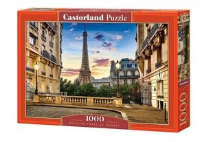 Pusle 1000 tükki, Kõnni läbi Pariisi päikeseloojangul цена и информация | Пазлы | kaup24.ee