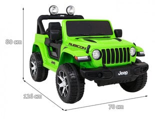 Двухместный электромобиль Jeep Wrangler Rubicon, зеленый цена и информация | Электромобили для детей | kaup24.ee