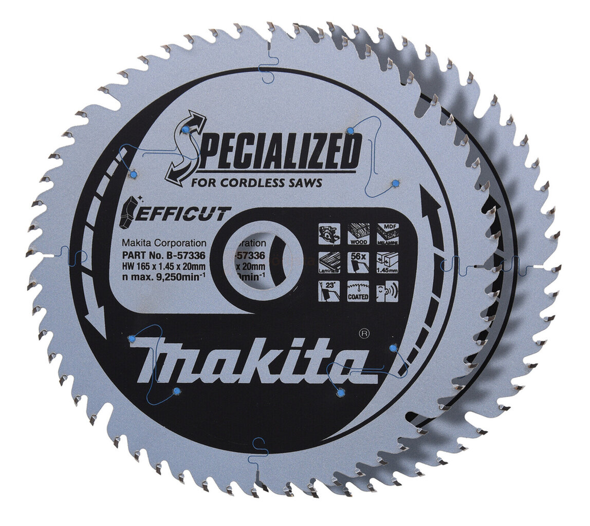 Saeketas Makita Efficut 165x20x1,45 mm 56T - 2 tk цена и информация | Käsitööriistad | kaup24.ee