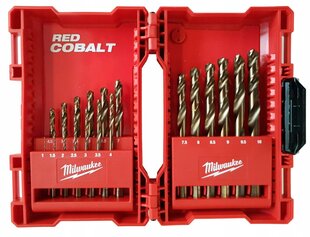 Metallipuuride komplekt Milwaukee Red Cobalt HSS-G Co, 1-10 mm, 19-osaline цена и информация | Механические инструменты | kaup24.ee