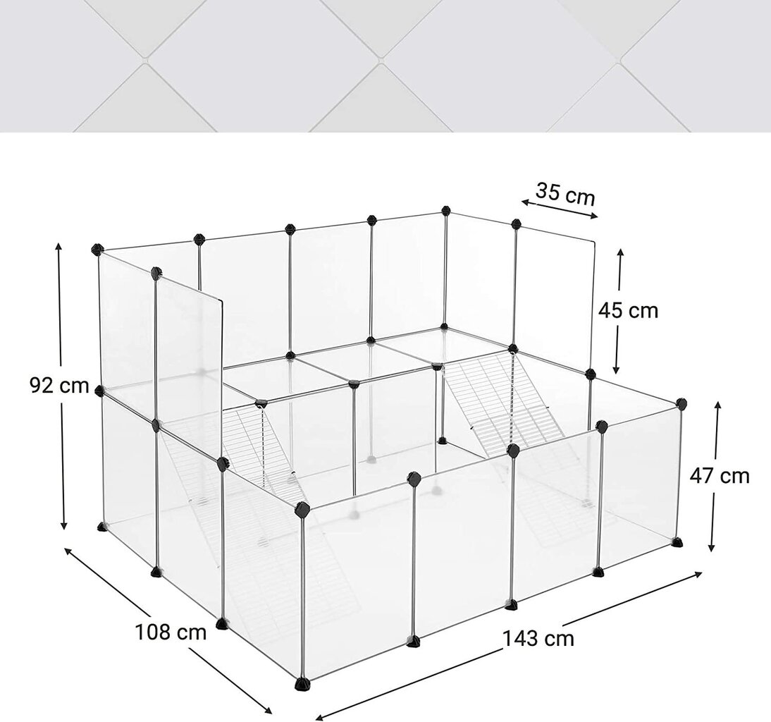 Väikeloomade puur, 143 x 108 x 93, valge hind ja info | Puurid ja tarvikud väikeloomadele | kaup24.ee