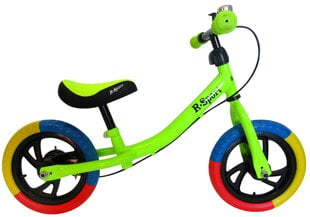 Tasakaaluratas R6 roheline R-Sport 12'' pidur, kell цена и информация | Детский трехколесный велосипед - коляска с удобной ручкой управления для родителей Riff F95941 2в1, фиолетовый | kaup24.ee
